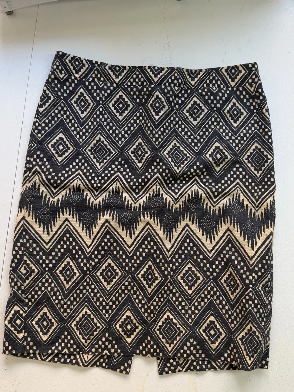 Black and Cream Geometric Pencil Skirt J Crew 2